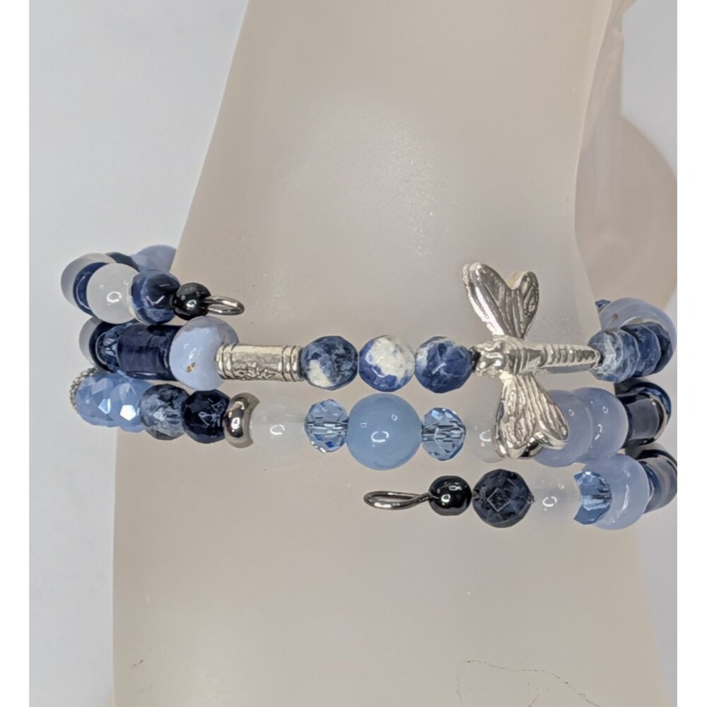 Adjustable Bracelet Set - Mixed Blue Gemstones & Silver - Picture 10 of 12